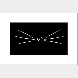 Cat whiskers with heart Posters and Art